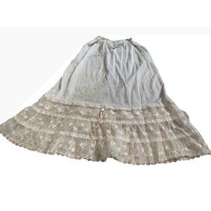 VTG 1950 S Slip Skirt Ruffle layers Lace Hem Embroidered Feminine boho coquette